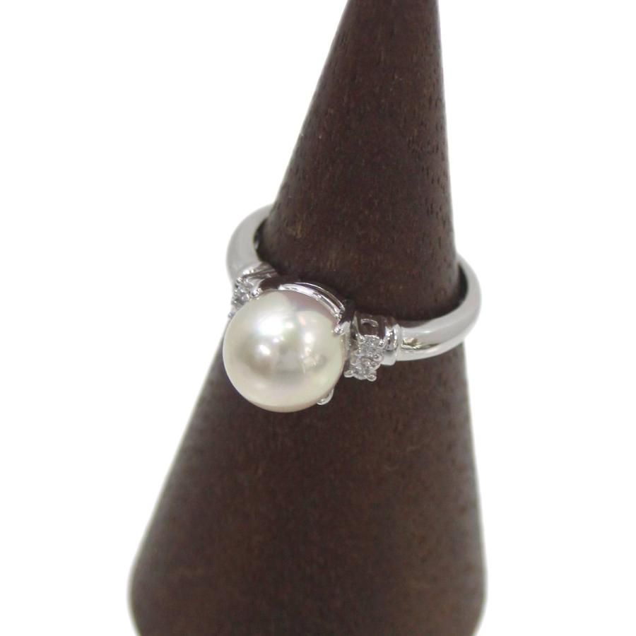 TASAKI/タサキ Pt900 プラチナ パールリング 8号 ダイヤ0.07刻印 4.4g 