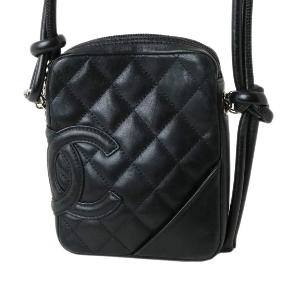 シャネル　マトラッセ　ポーチ　黒　カンボンライン　ラムスキン　ショルダー CHANEL（シャネル） ショルダーポーチ マトラッセ カンボンライン