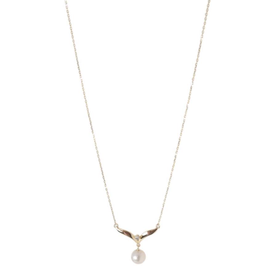 MIKIMOTO（ミキモト） K18 パール 1Pダイヤ ペンダントトップ