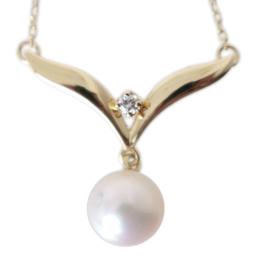 MIKIMOTO（ミキモト） K18 パール 1Pダイヤ ペンダントトップ 