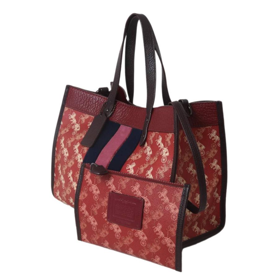 COACH（コーチ） 馬車柄 ハンドバッグ ストラップ欠品 レッド 79238