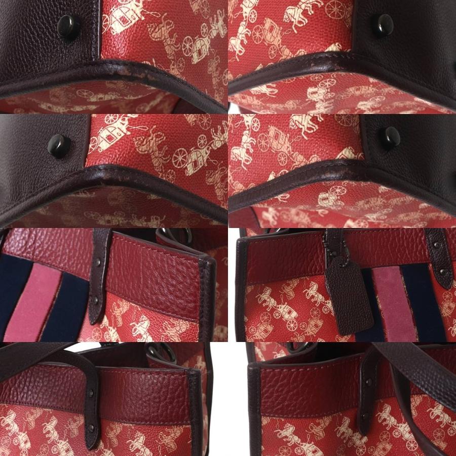 COACH（コーチ） 馬車柄 ハンドバッグ ストラップ欠品 レッド 79238