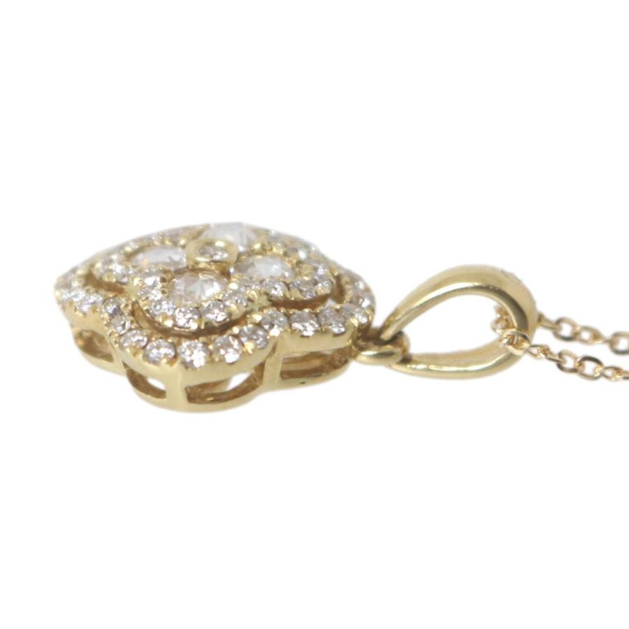 0.48ct フラワーモチーフ ダイヤ ペンダント ネックレス K18YG 18金