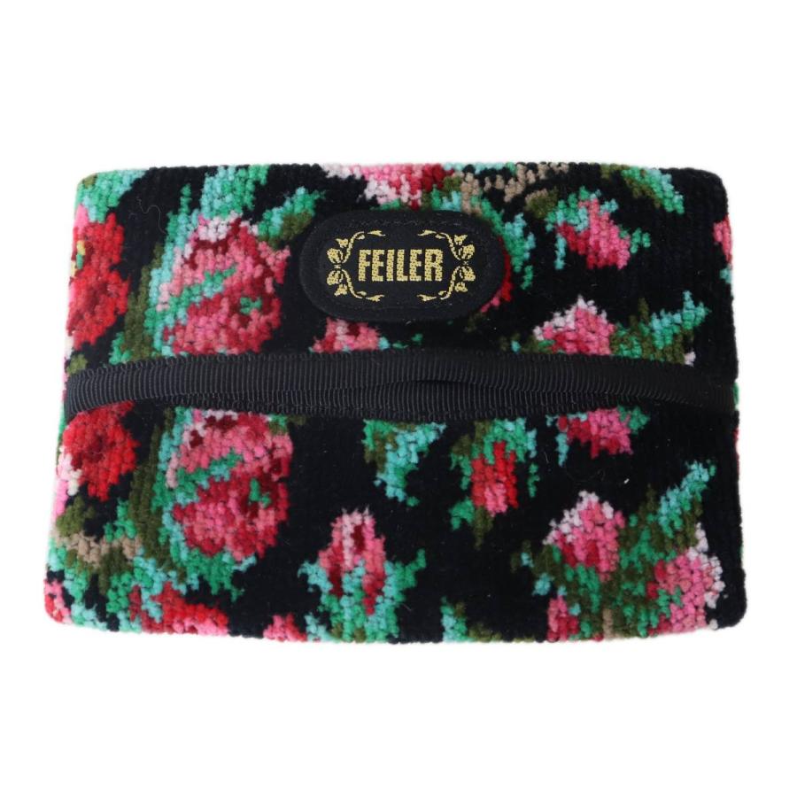 FEILER フェイラー ティッシュボックスカバー シュニール織 花柄 feiler（フェイラー） ティッシュケース 花柄 シュニール織 ブラック