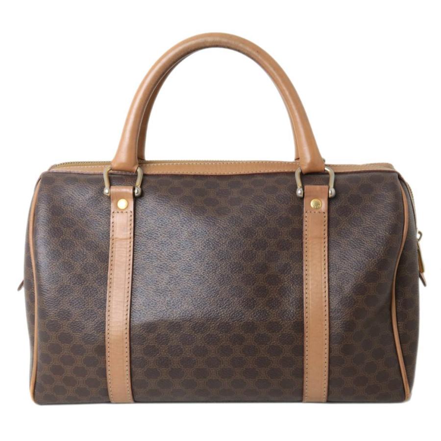 CELINE/セリーヌ マカダム柄 ボストンバッグ ハンドバッグ ブラウン IS