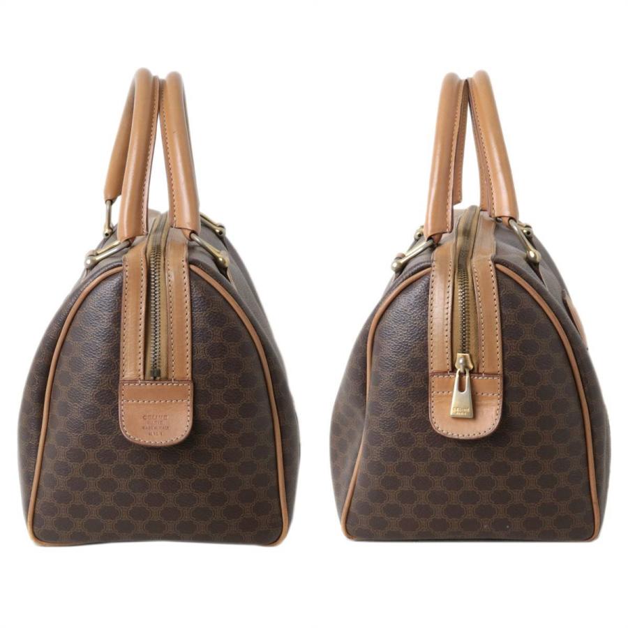 CELINE/セリーヌ マカダム柄 ボストンバッグ ハンドバッグ ブラウン IS