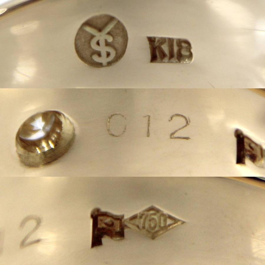 甲丸リング ダイヤリング D0.12刻印 K18 13号 造幣局検定刻印 シンプル指輪 IS 磨き仕上げ品 Aランクの画像