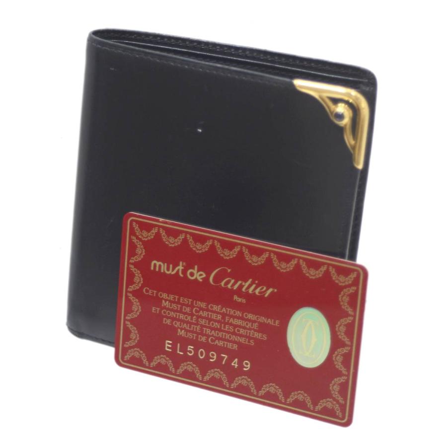Cartier（カルティエ） 二つ折り財布 ネイビー GCカード IS Bランク