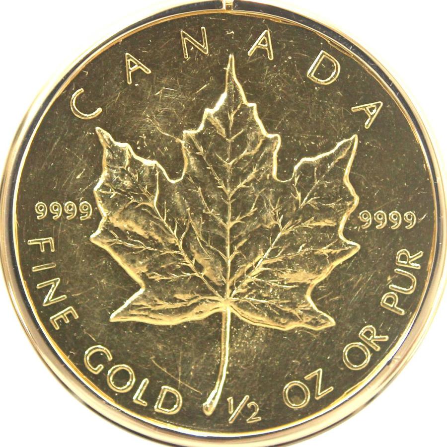 K24/純金 メイプルリーフ金貨 1/2オンス 1988 ペンダントトップ