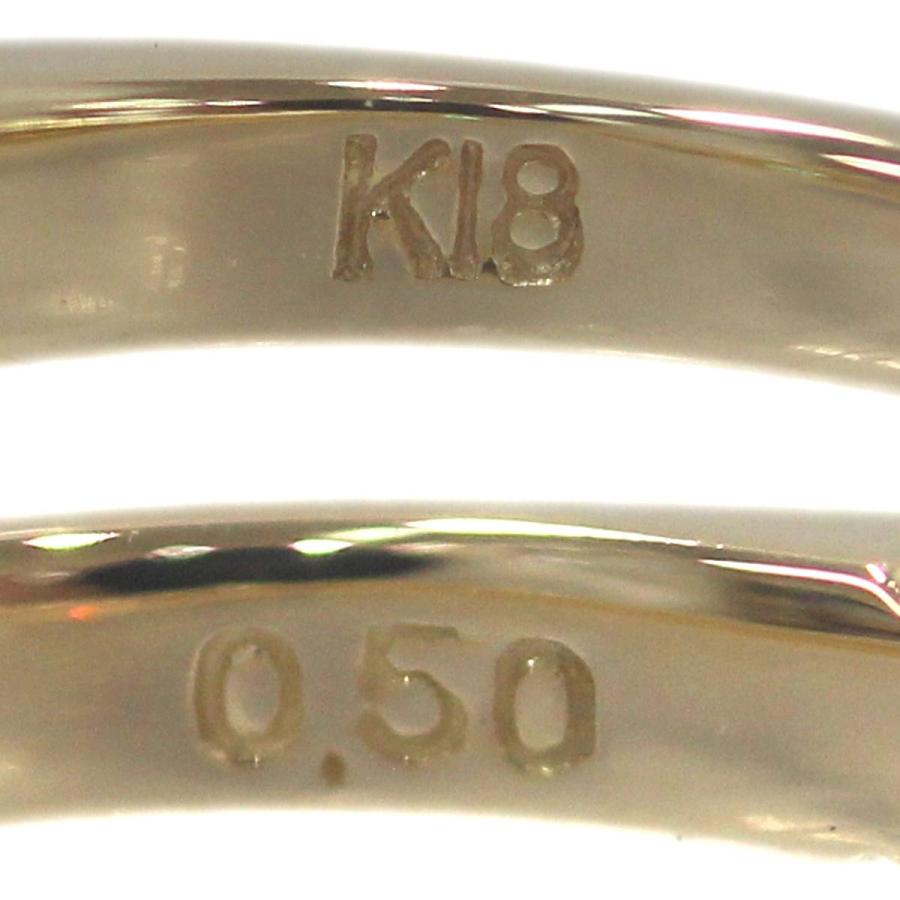K18 18金 ゴールド ダイヤ ハーフエタニティ リング 指輪 5.5号 0.50ct 2.4g  KA 磨き仕上げ品 Aランクの画像