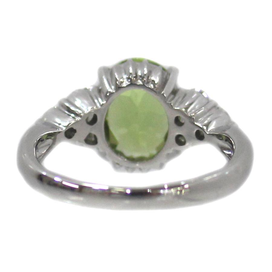 Pt900 天然ペリドット ダイヤモンドリング 中石2.56ct/D0.34ct 総重量