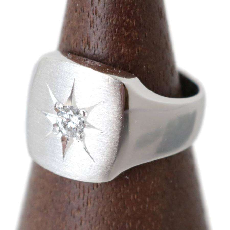 印台 リング 指輪 ダイヤモンド 1P 0.14ct 後光留め Pt900 プラチナ900  