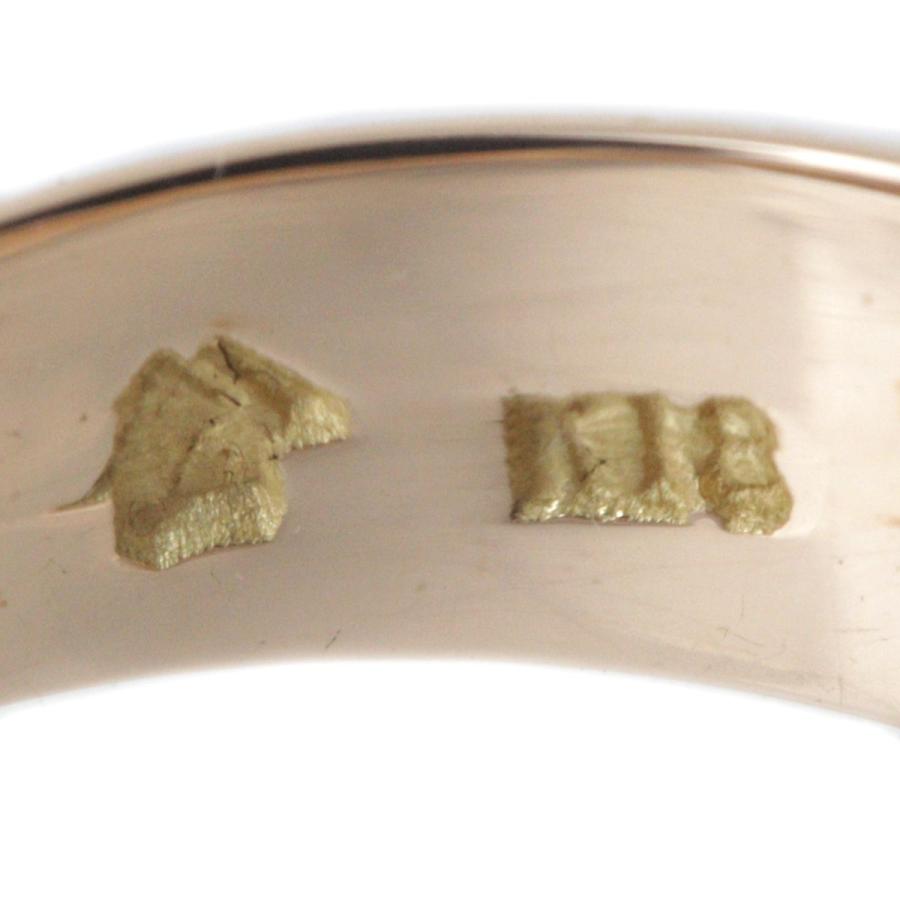 花柄 彫刻 月形甲丸リング 指輪 K18 18金 YG イエローゴールド 約10号 リング幅約3.5~5.7mm 重量約4.7g NT 磨き仕上げ品 Aランクの画像