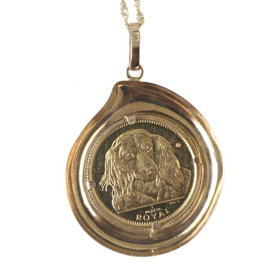 K24 犬金貨 ジブラルタル エリザベス女王二世 1/25oz 18金枠