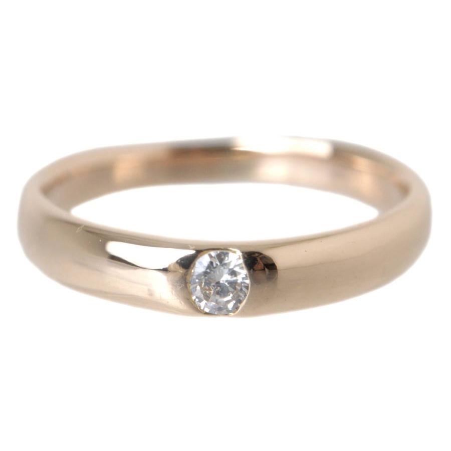 0.08ct ワンポイント ダイヤ リング 指輪 K18 18金 ダイヤモンド PG ピンクゴールド 6.5号 重量約2.5g NT 磨き仕上げ品 Aランクの画像