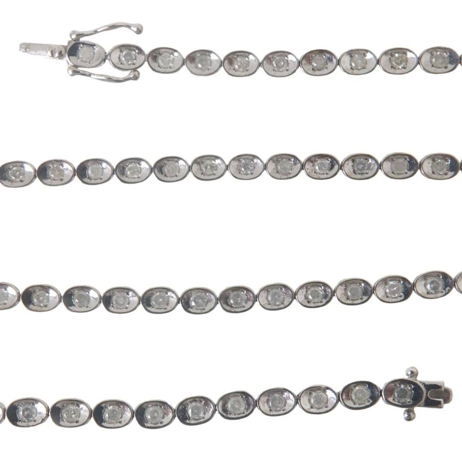 K14WG ホワイトゴールド テニス ブレスレット ダイヤ 17.5cm 1.00ct 