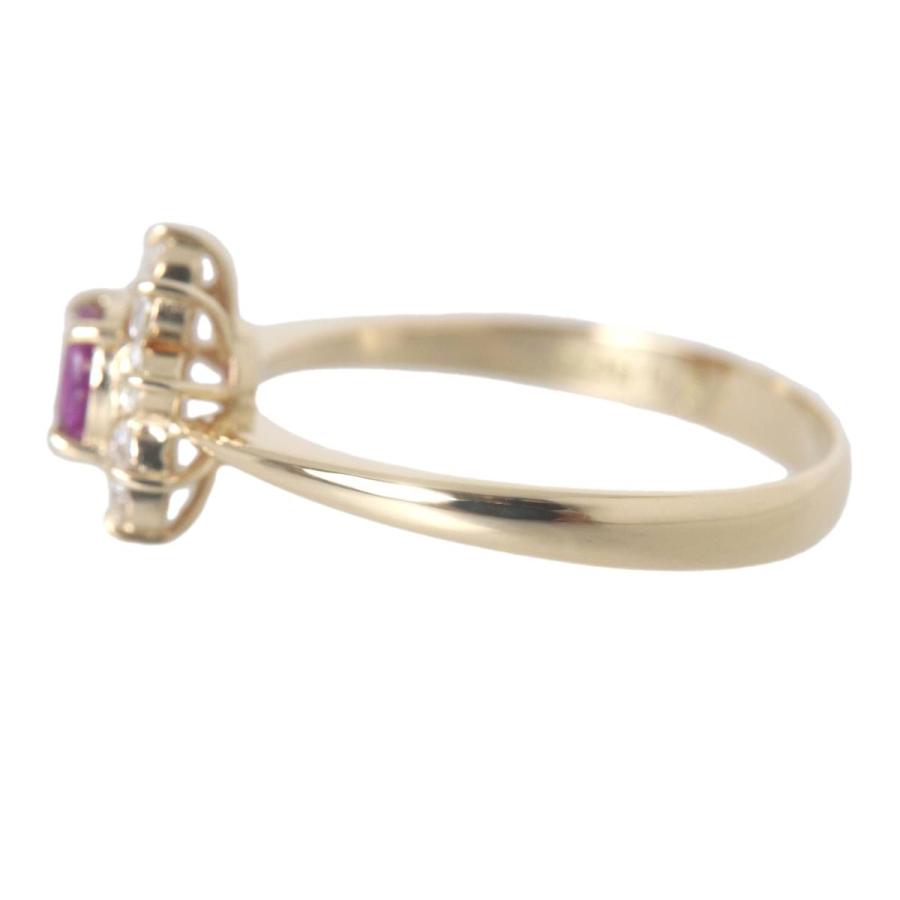 K18 ゴールド ルビー ダイヤ リング 指輪15.5号 0.37ct 0.37ct 3.0g KA 磨き仕上げ品 Aランクの画像