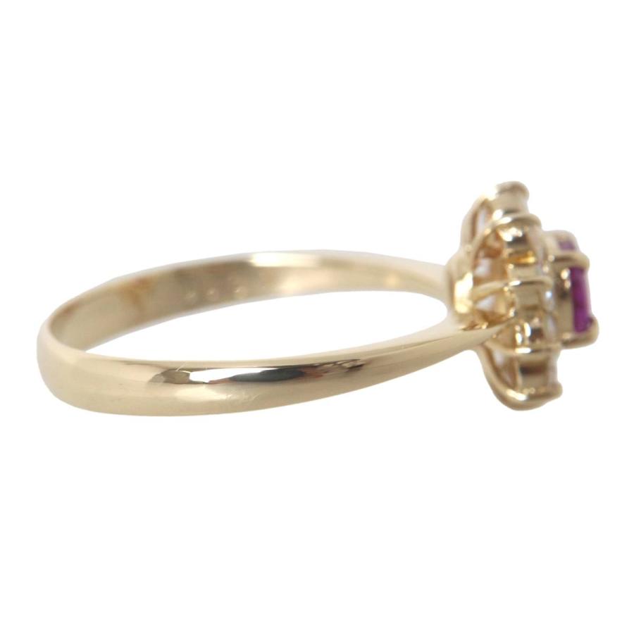 K18 ゴールド ルビー ダイヤ リング 指輪15.5号 0.37ct 0.37ct 3.0g KA 磨き仕上げ品 Aランクの画像