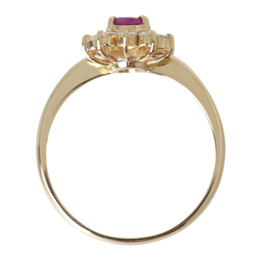 K18 ゴールド ルビー ダイヤ リング 指輪15.5号 0.37ct 0.37ct 3.0g KA 磨き仕上げ品 Aランクの画像