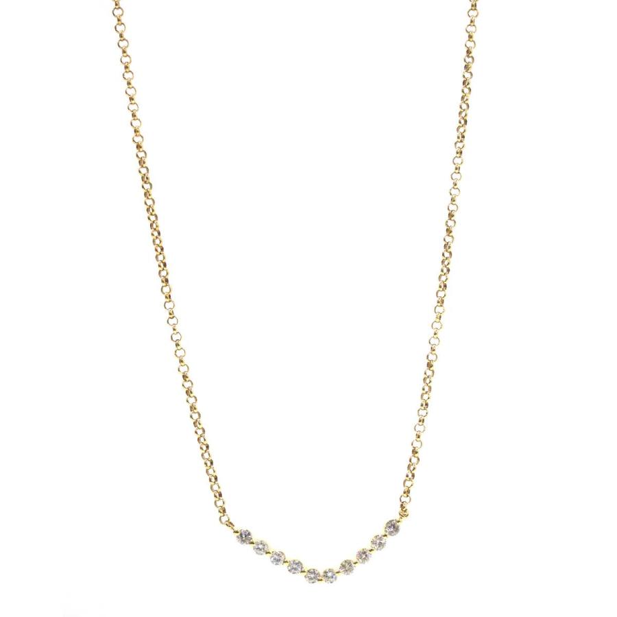 アズキチェーンネックレス 10連ダイヤ メレ1.1ct K18 1.10 7.5g NO 磨き仕上げ品 Aランク