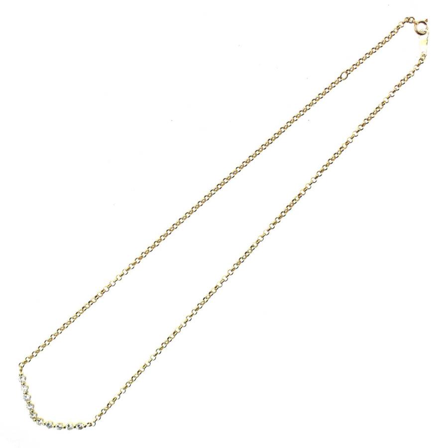 アズキチェーンネックレス 10連ダイヤ メレ1.1ct K18 1.10 7.5g NO 磨き仕上げ品 Aランク