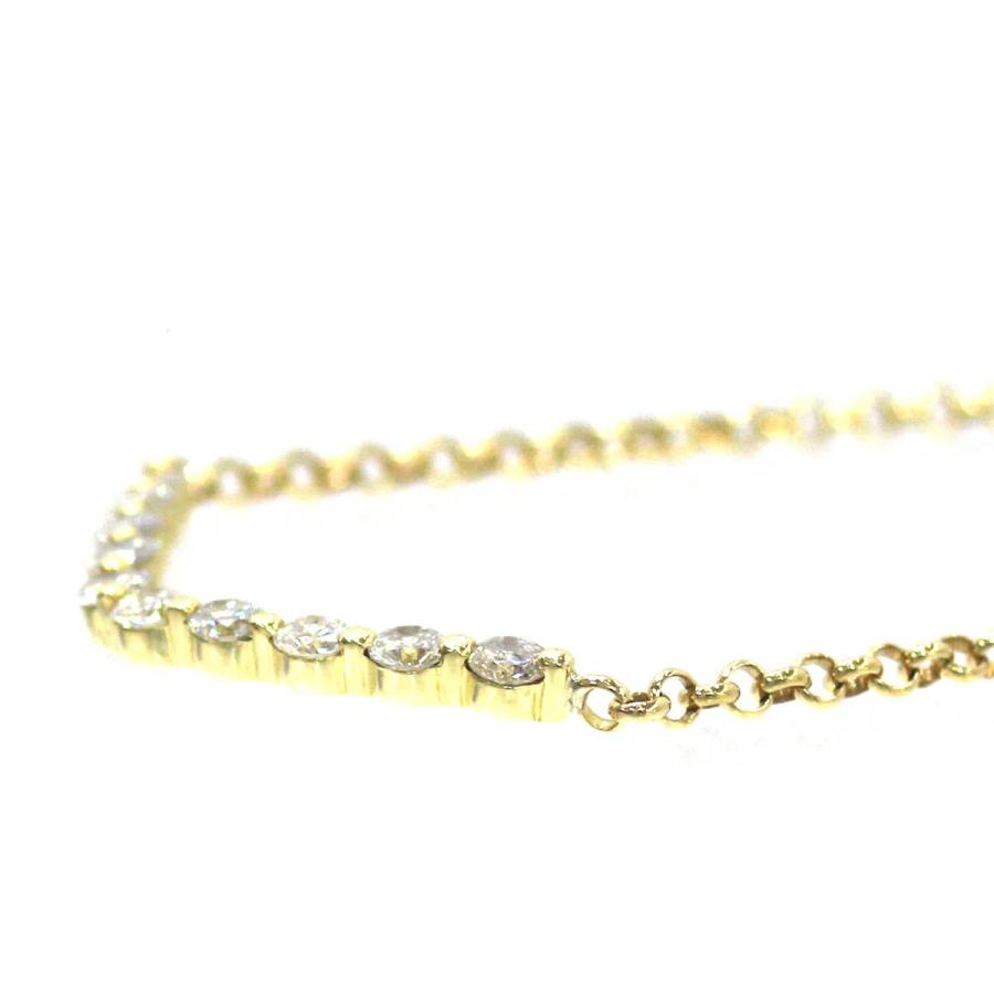 アズキチェーンネックレス 10連ダイヤ メレ1.1ct K18 1.10 7.5g NO 磨き仕上げ品 Aランク