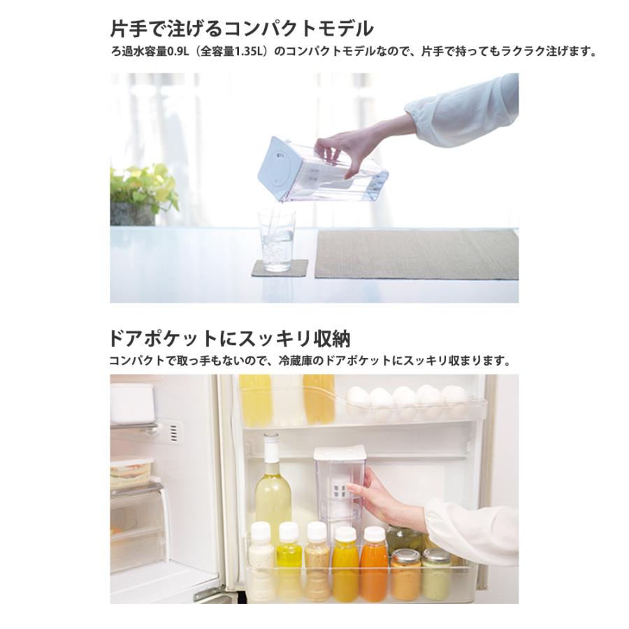 クリンスイ ポット型 浄水器 コンパクトサイズ CP012-WT 0.9L 水道水 塩素除去 カートリッジ式 家庭用 スリム PFOS PFOA 有機フッ素化合物 除去 Cleansui | クリンスイ | 01