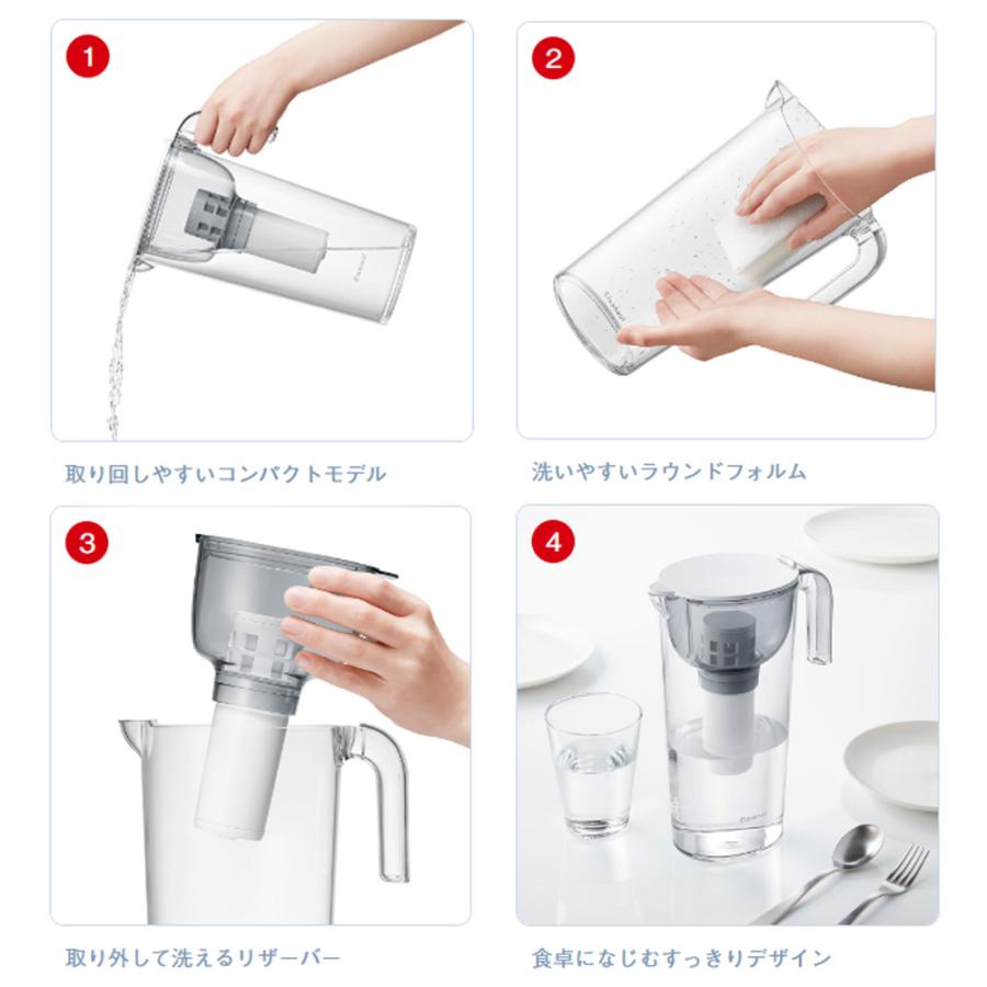 クリンスイ ポット型 浄水器 中容量サイズ CP503-GR 1.1L 水道水 塩素除去 カートリッジ式 家庭用 PFOS PFOA 有機フッ素化合物 除去 Cleansui | クリンスイ | 02