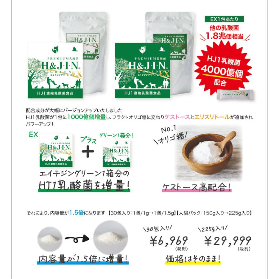乳酸菌 サプリ エイチジン グリーンEX 人用 225g HJ1 乳酸菌食品 栄養補助食品 人間用 腸活 サプリメント 美容 正規品 送料無料 H＆JIN |  | 01