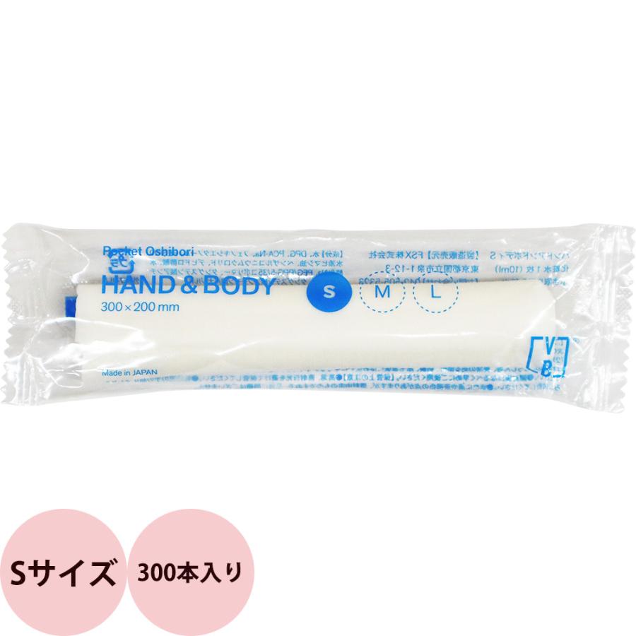 個包装 ポケット 紙おしぼり HAND＆BODY Sサイズ 300x200mm 1ケース 300本入り 使い捨て ボディタオル おしぼり 濡れタオル VB FSX | ブランド登録なし