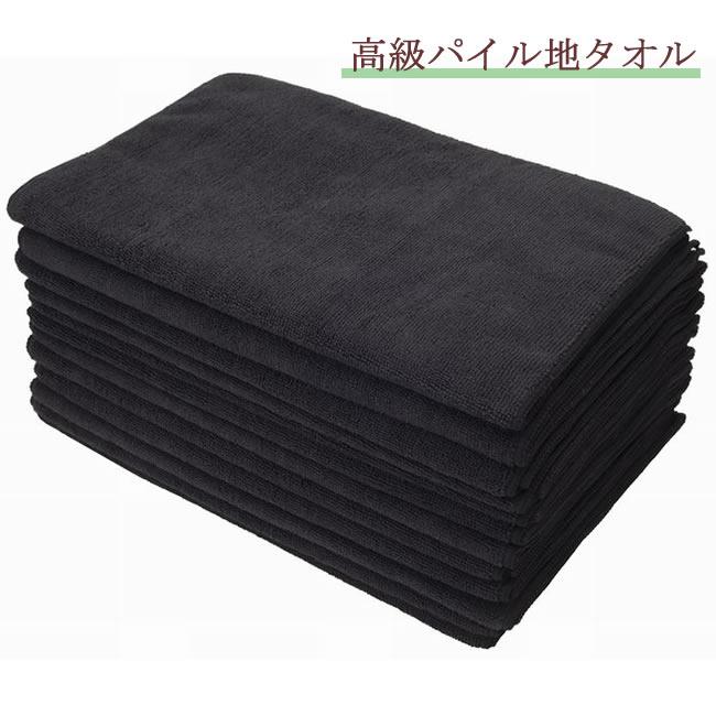 高級パイル地 タオル （ブラック） / 34×85cm 12枚入り | ブランド登録なし