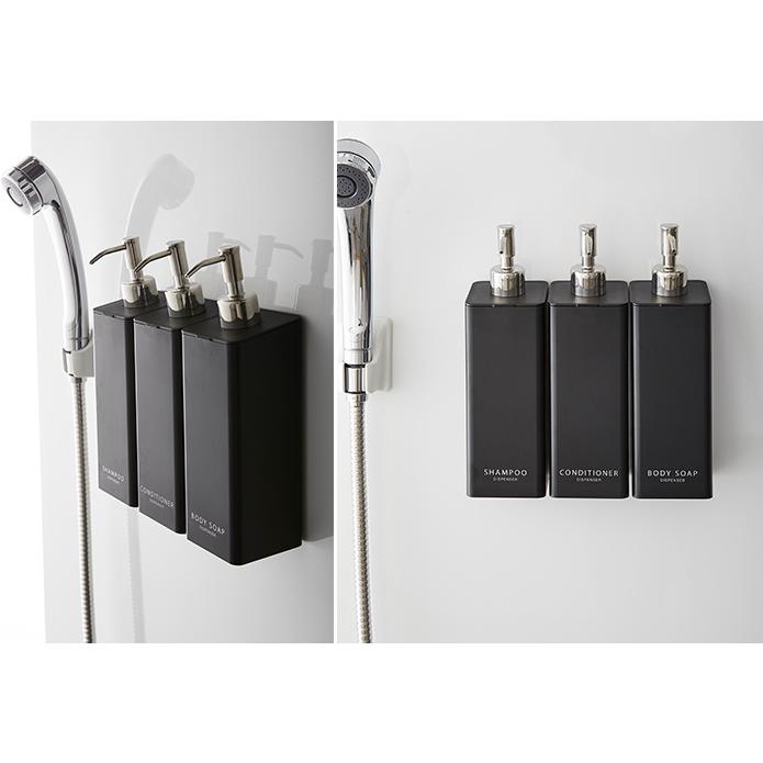 マグネット ツーウェイ ディスペンサー タワー tower シャンプー・コンディショナー・ボディソープ ポンプボトル 空容器 3本セット（ホワイト・ブラック） | tower | 08