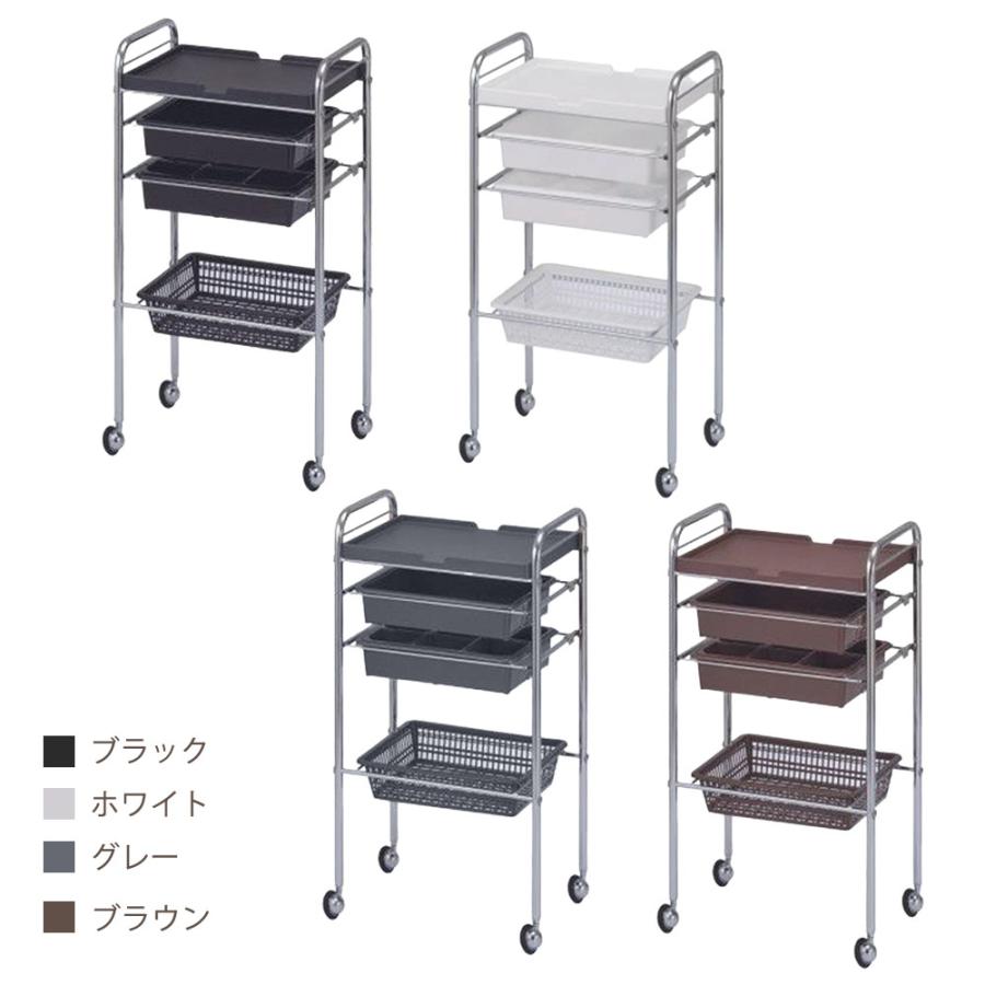 西村製作所 セット台 C-412 ブラック・ホワイト・グレー・ブラウン ワゴン サロン業務用 サロンツール 美容院 理容室 美容道具収納雑貨 | ブランド登録なし