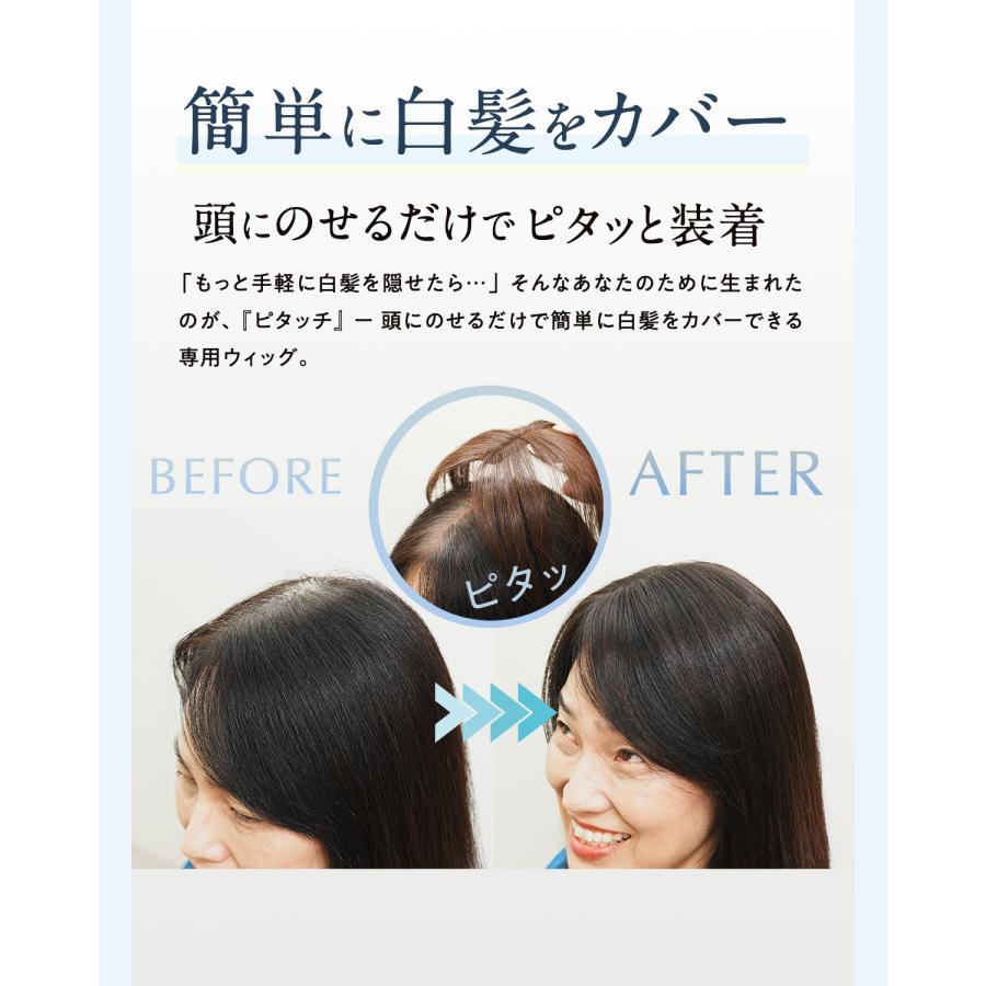 ピタッチ 白髪隠し 部分ウィッグ 前髪ウィッグ ヘアピース トップ 