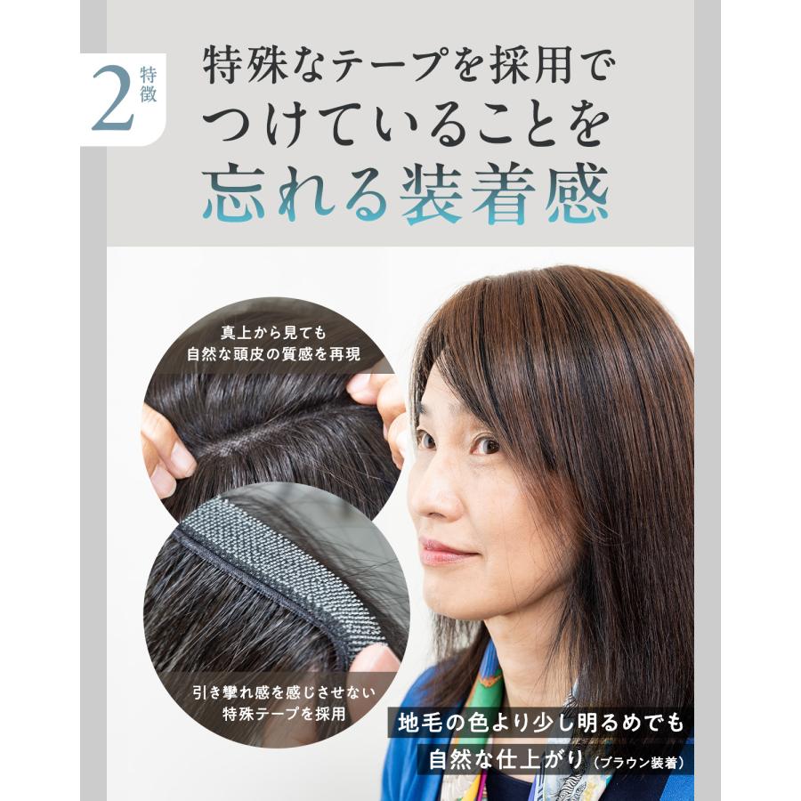 ピタッチ 白髪隠し 部分ウィッグ 前髪ウィッグ ヘアピース トップ 