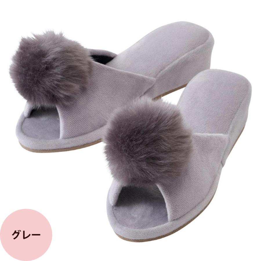 Simplicity シンプリシティ ぽんぽんファースリッパ ヒール4cm 全3色（グレー ブラック ピンク） | ブランド登録なし | 04