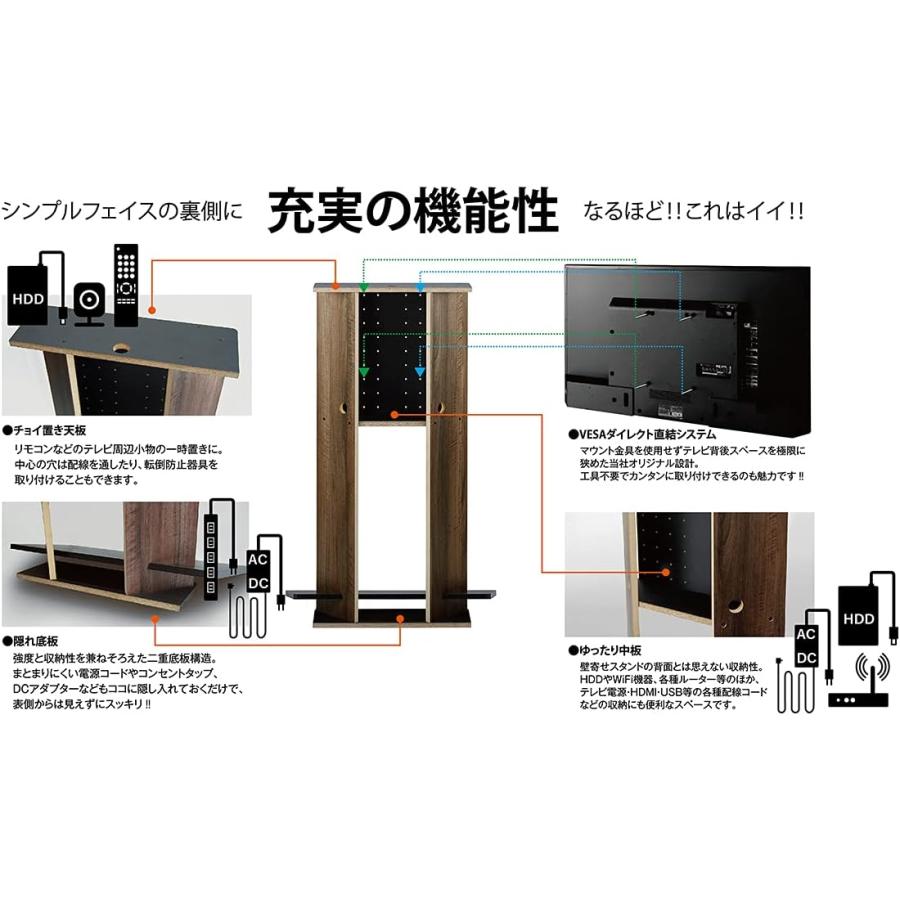 朝日木材加工 壁寄せテレビスタンド WS-A style 40~55型 幅78.6cm