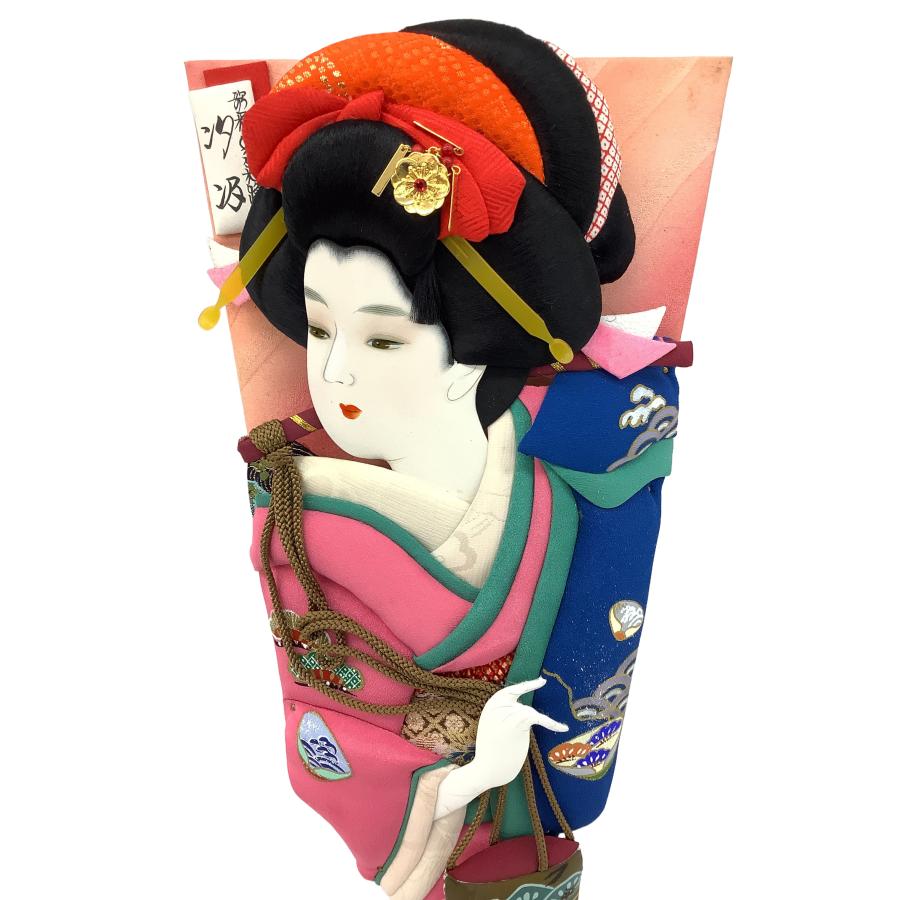 高田卸方屋 羽子板 汐汲 桃 桃白 55cm 240-979 羽子板のみ シミあり