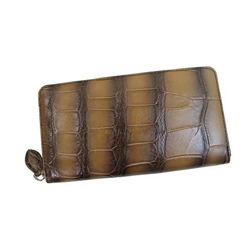 スピード出荷 クロコダイル 長財布 スペイン染め ラウンドファスナー