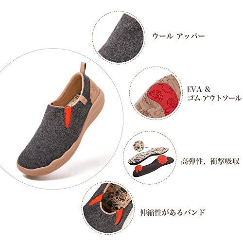 [UIN] レディース ローファー スリッポン 男女兼用 ウール フラット モカシン 厚底 デッキシューズ ウオーキング 