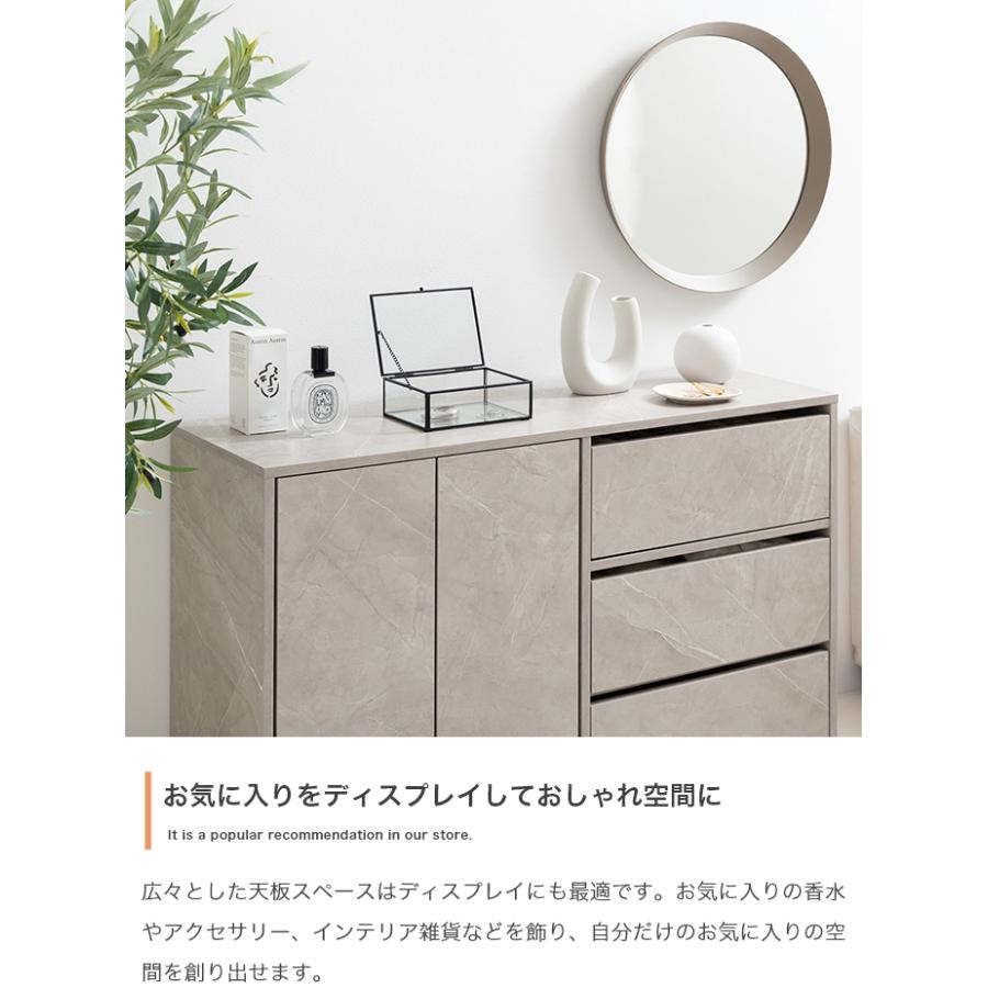 キャビネット 引き出し 扉付き 幅100 白 グレー おしゃれ サイドボード 収納 高さ70cm 奥行30 キャスター付き チェスト ローチェスト 洋服タンス 衣類収納 人気_11