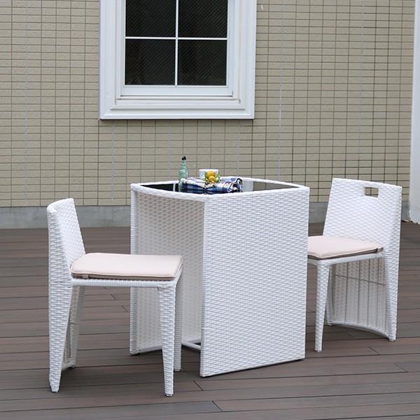 ガーデンテーブルセット ラタン 雨ざらし 屋外 おしゃれ ガーデン