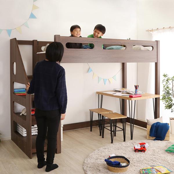 おしゃれ 階段付 収納便利 アンティーク風 パイプ ロフトベッド ブラウン 楽天市場】【シングル】 Lofty 階段付きロフトベッド 【シングル