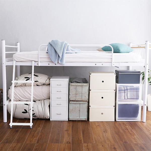 ホームテイスト ロフトベッド ハイタイプ シングル 宮付き