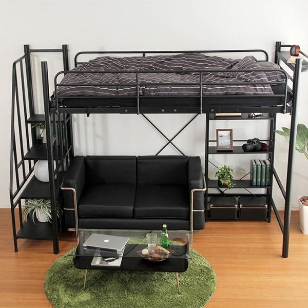 ロフトベッド   宮・コンセント付き 楽天市場】ロフトベッド ハイタイプ シングル ホワイト 宮付き