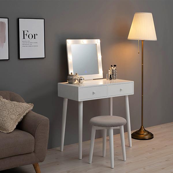 HAGiHARA ドレッサー スツール セット 白 おしゃれ 女優ミラー