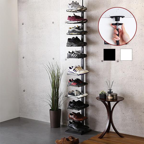 シューズラック スリム 突っ張り おしゃれ 靴 収納 玄関収納 靴棚 靴収納 省スペース 靴収納 靴ラック 突っ張りシューズラック 薄型 スニーカーラック 狭い玄関 の商品画像