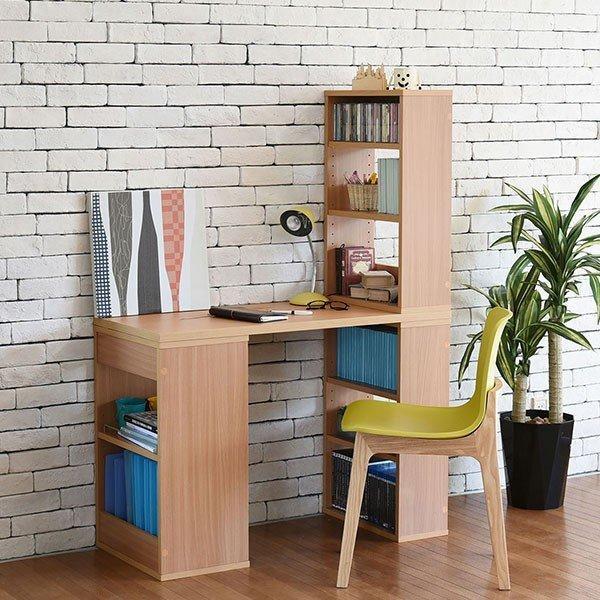 家具　机　棚　テーブル　組み立て簡単　本棚　インテリア　デスク　パソコン　新品 デスク 組み換え ユニットデスク 本棚付き 幅100 コンパクト 机