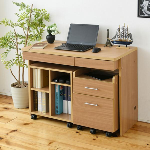 デスク シンプル 3点セット 収納 チェスト ラック 幅100 奥行45