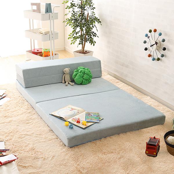 【ブルー】ソファーベッド 折りたたみベッド ローソファー シングルソファーベッド ブルー】ソファーベッド 折りたたみベッド ローソファー